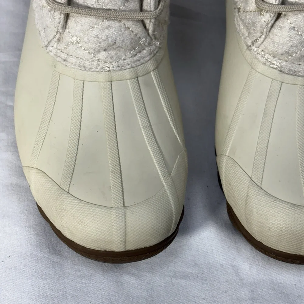 Sperry Women's Syren‎ Gulf Wool Quilt Duck Boots Waterproof Ivory Size 8 M - Picture 8 of 16